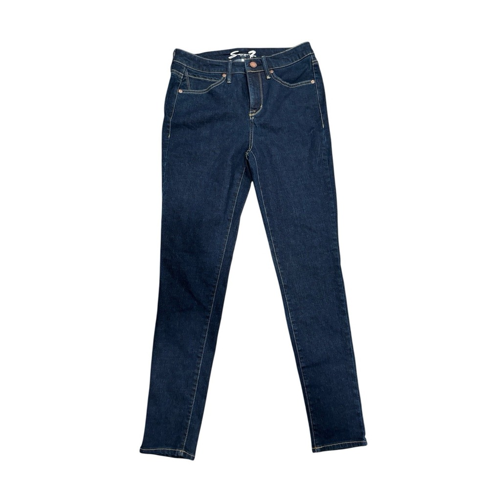 Seven 7 Skinny Mid Rise Dark Wsh Denim‎ Blue Jeans Pants Size 4